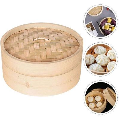Bamboo Cooking Basket Steamer for Bao Dumplings Pot Kitchen