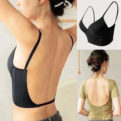 Women Invisible Bra Deep U Plunge Bras Backless Top for Dres