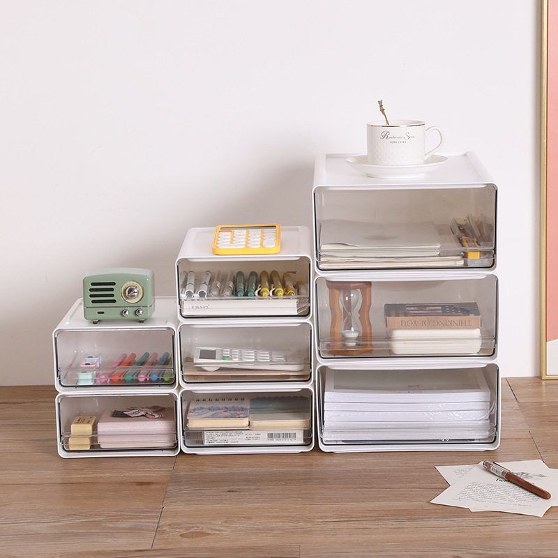 Desktop transparent storage box drawer style office file
