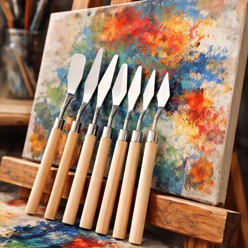 7-piece Set of Wooden Handle Oil Painting Scraper, Handmade