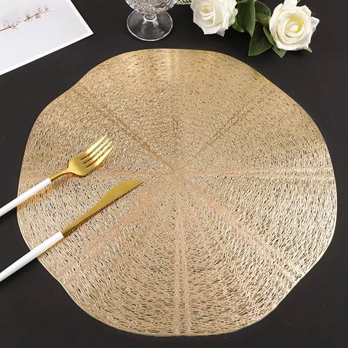 Gold Round Placemats,Round Vinyl Placemats Bulk 15 inch Tabl