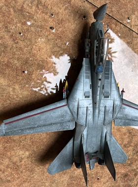 1/48 F-14D雄猫战斗机模型，细节做工精致，机身灰色涂装，座舱内