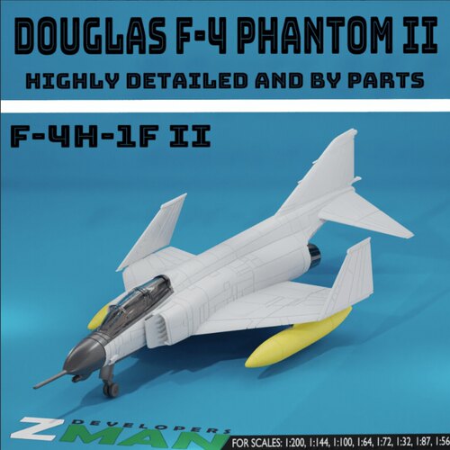 北江动力美国海空军F4-H1F鬼怪舰载机战斗机飞机树脂白膜1/144默
