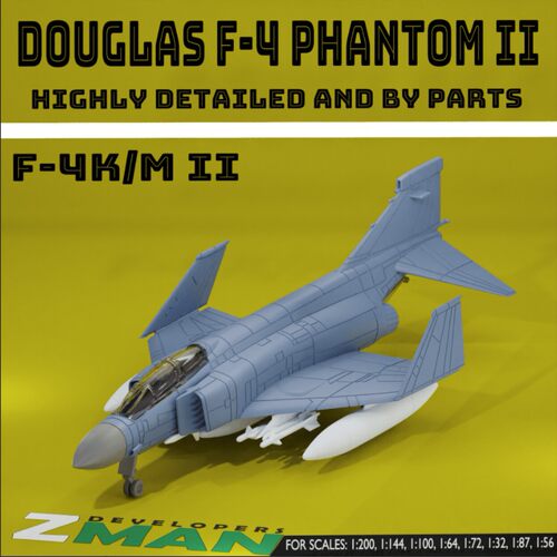 北江动力美国海空军F4-K/M鬼怪舰载机战斗机飞机树脂白膜1/144默