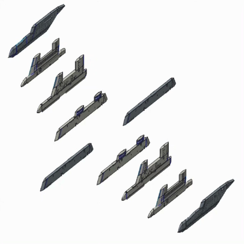 1/72 中国歼-11BS,歼-11B挂架和尾喷红蜡打印件，包括全套挂架，