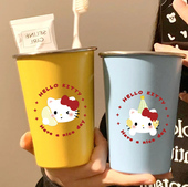 可爱kt猫漱口杯家用牙刷杯2025新款 洗漱杯情侣学生不锈钢牙具杯