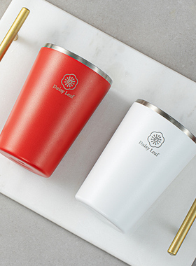 日式304不锈钢漱口杯红色轻奢高端漱口杯子家用口杯刷牙结婚一对