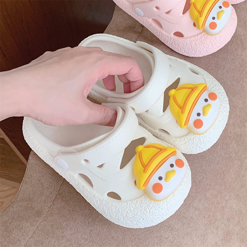 可爱软萌黄帽小鸭子儿童洞洞鞋