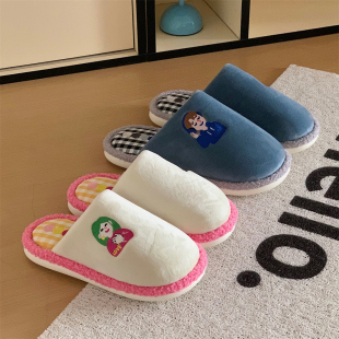 包头毛毛鞋 创意卡通男孩女孩棉拖鞋 情侣秋冬卧室居家保暖防滑个性