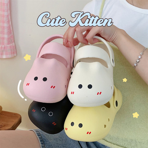 少女心可爱小猫咪儿童包头拖鞋