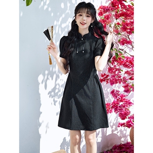 学院风淑女性感小 小清新公主风涤纶提花旗袍个性 2026新款 夏季