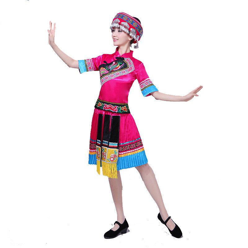 2026新款苗族服装女装土家族少数民族舞蹈演出服百褶裙壮族彝族服