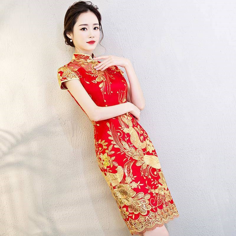 2026新款敬酒服新娘旗袍春季红色短款中国风结婚礼服中式回门服女