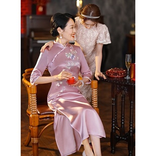 2025新款 醋酸刺绣喜婆婆婚宴旗袍年轻D 高端妈妈婚宴礼服春季