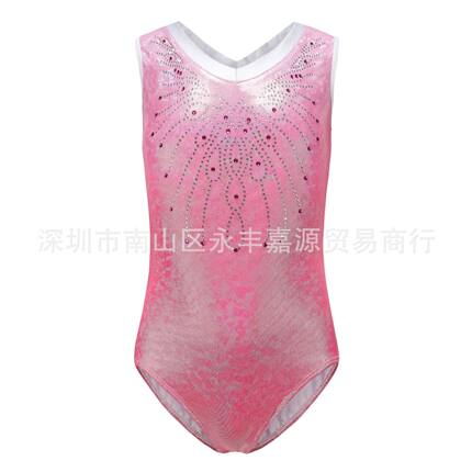 2025新款跨境儿童练功服金属光泽女童芭蕾裙体操服跳舞服演出服舞