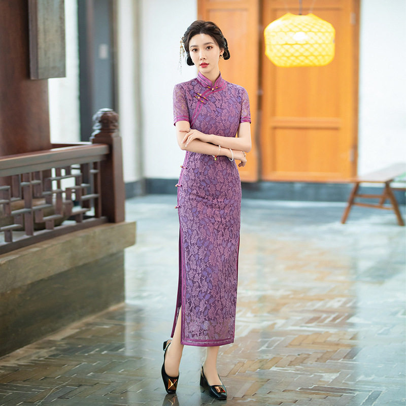 2026新款妈妈旗袍3分袖复古修身旗袍礼服新中式旗袍女春秋款高品