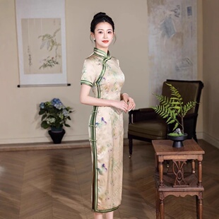 旗袍修身 仿丝绸长款 显瘦日常可穿连衣裙礼服少 春夏款 2026新款