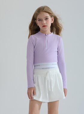 2026新款儿童泳衣女孩拉链分体长袖防晒游泳衣中大童温泉游泳套装