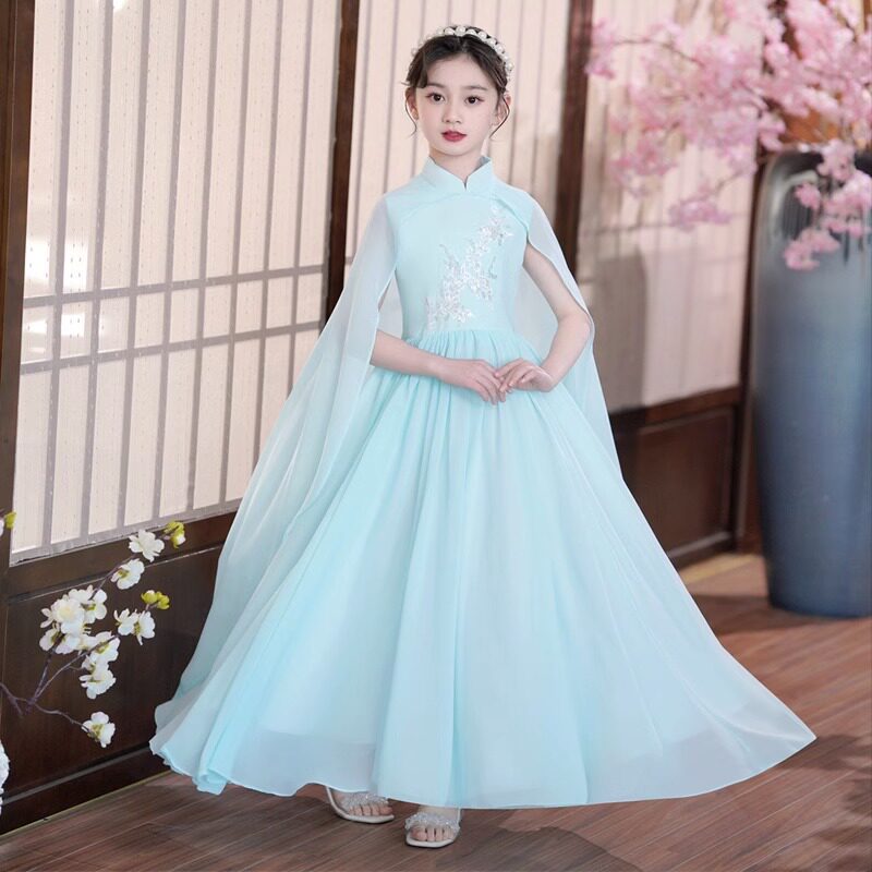 2026新款儿童汉服女童古筝旗袍中国风中大童夏季款雪纺轻纱批风走