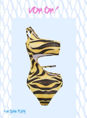 VOWOW原创 虎纹连体泳衣运动带胸垫遮肉ins温泉冲浪海滩吸睛穿搭