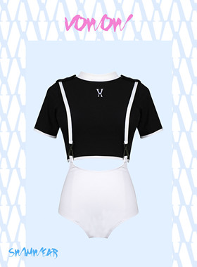 冲浪潜水服黑白分体套装可甜可盐背带款Vow原创设计20秋冬