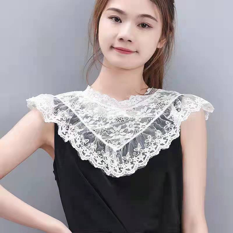很仙的蕾丝花边假领子小披肩婚纱外搭女夏装饰衣领防晒防走光斗篷
