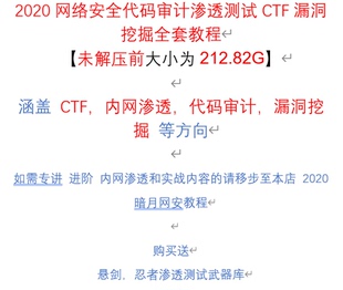 2022网络安全代码 审计渗透测试CTF漏洞挖掘全套视频教程