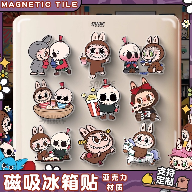 拉布布labubu亚克力冰箱贴磁贴