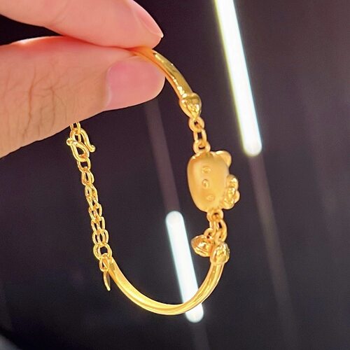 可可爱爱哈喽kitty手镯kt猫饰品少女心金色手链凯蒂猫金色配饰潮