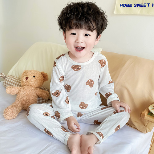 儿童睡衣薄款a类小孩长袖家居服