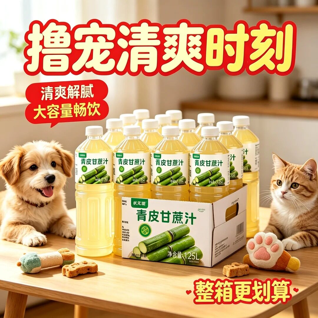 【清爽时刻】整箱青皮甘蔗汁清爽甘甜好喝不腻居家休闲常备畅饮