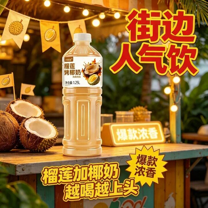 榴莲烤椰奶风味饮料大容量果汁饮品夏日解馋一整箱1.25L/瓶