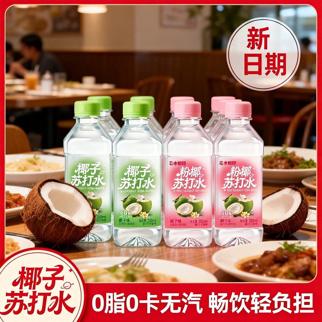 【日期新鲜】0脂0卡椰子苏打水350mL便携装厂家直发破损包赔包邮