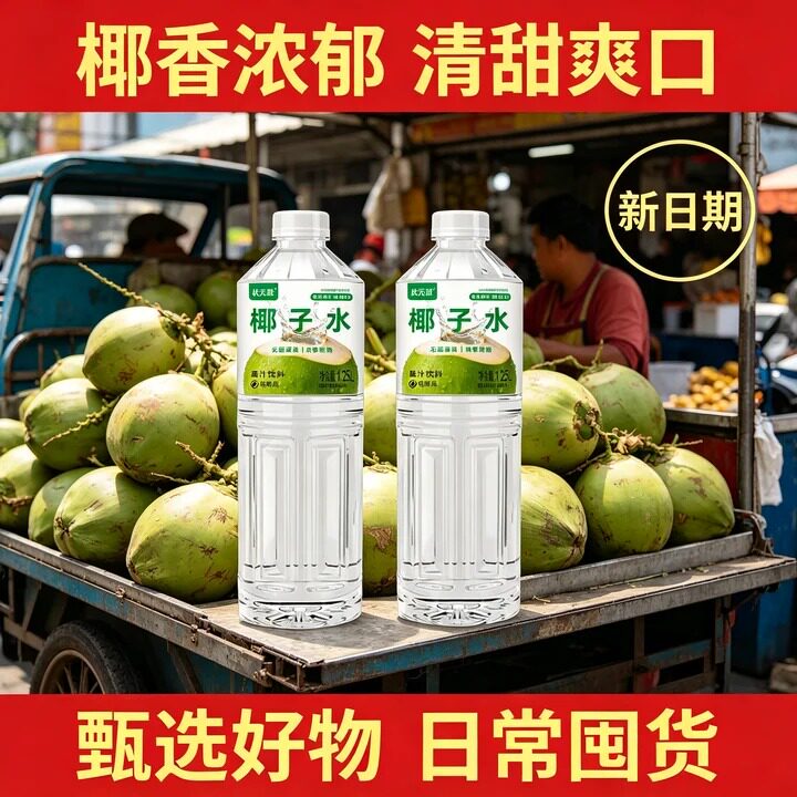 状元班1.25L椰子水电解质饮品新鲜青椰萃取清甜解腻大容量家庭装