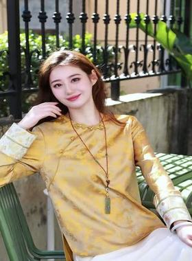 《秀秀定制》时尚复古新中式立领气质显瘦国风衬衫3298