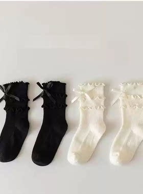 春夏季洋派女孩中筒袜儿童罗莉塔花边公主袜韩版宝宝棉质女童袜子