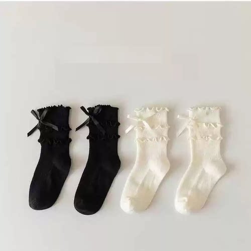 春夏季洋派女孩中筒袜儿童罗莉塔花边公主袜韩版宝宝棉质女童袜子