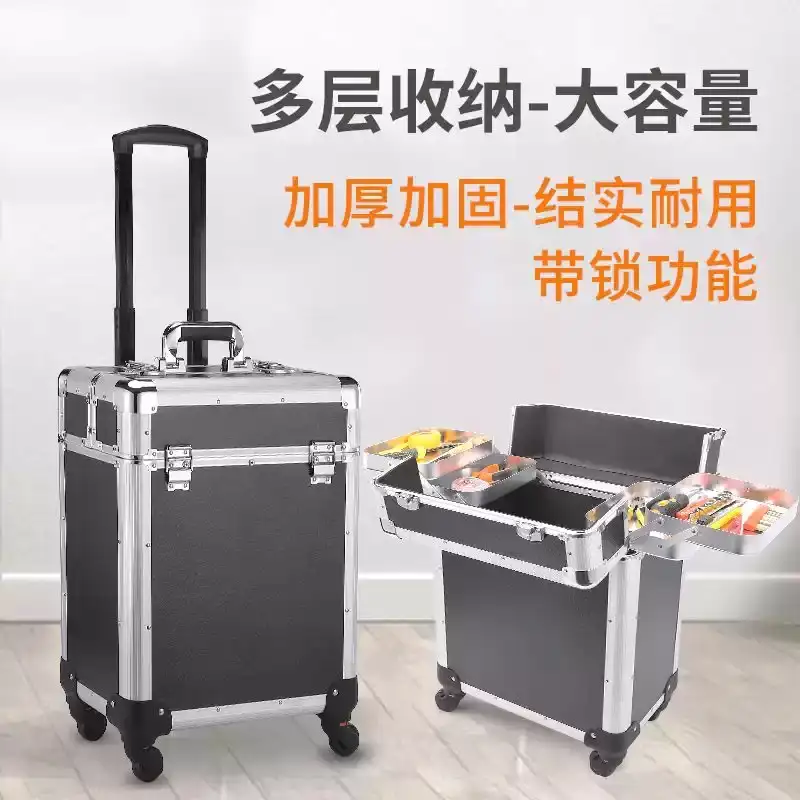 多层工业级拉杆工具箱家俱维修移动手拉电工五金收纳拖拉式铝合金