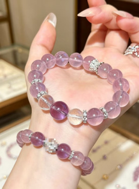 紫阿塞仿紫水晶手串女ins轻奢感冰透粉水晶手链闺蜜生日礼物