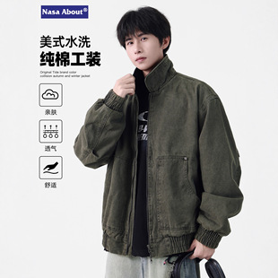 NASA工装哈灵顿vintager美式复古外套男款春秋季水洗做旧宽松夹克