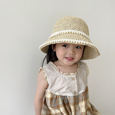 沙滩韩版亲子珍珠海边夏天防晒帽