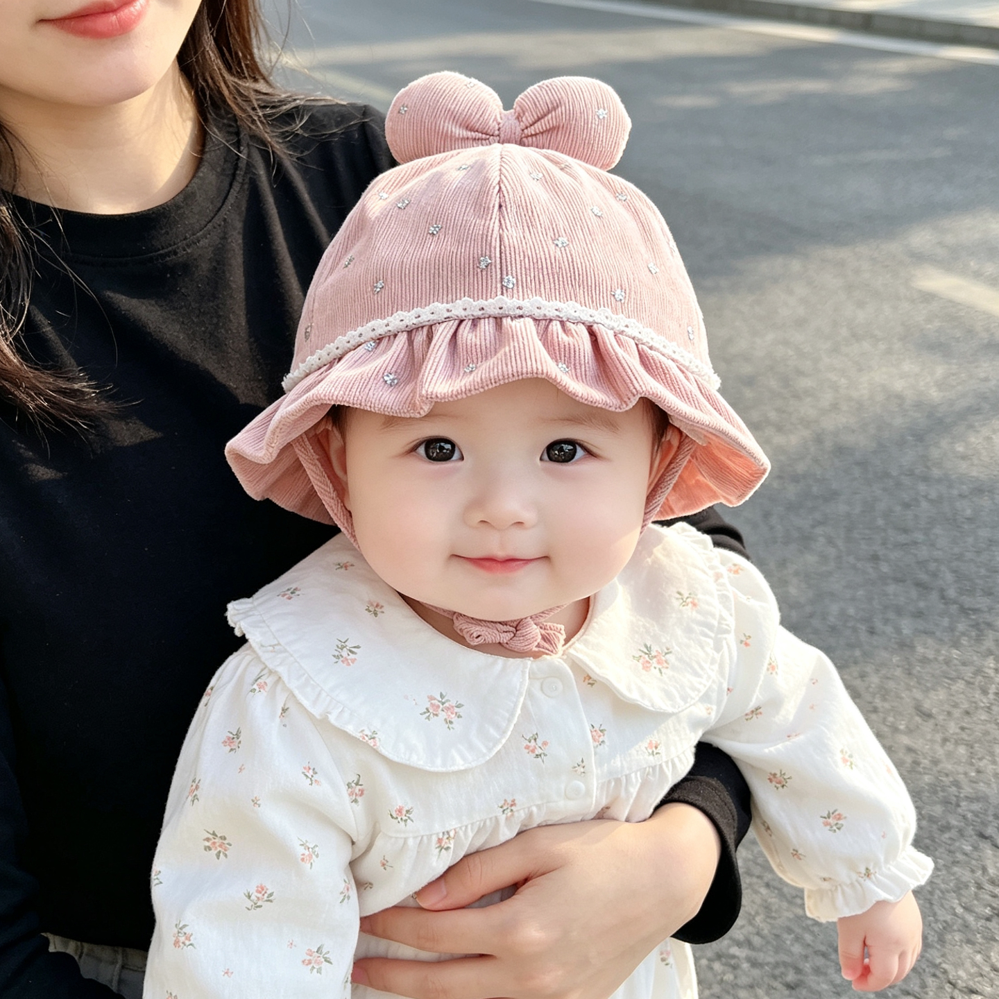 宝宝帽子春秋款蝴蝶结胎帽女宝男宝渔夫帽可爱婴儿遮阳防风盆帽图片