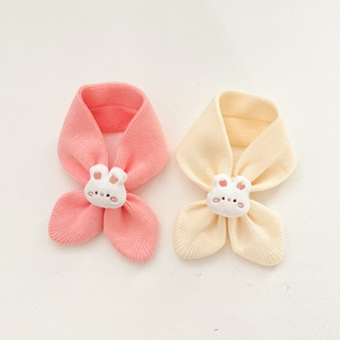 婴儿围巾秋冬季针织保暖女童围脖可爱兔子小月龄宝宝外出防风脖套