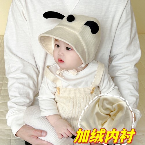 婴儿帽子秋冬季加绒大帽檐宫廷帽