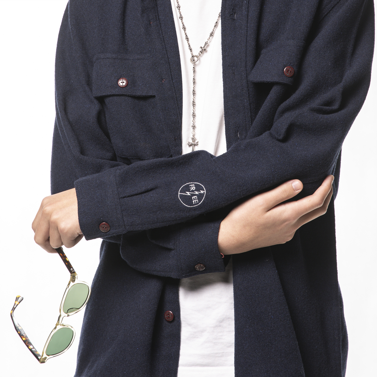 Qki衬衫长袖复古海军保暖百搭