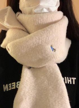 韩系卡通刺绣可小狗围巾女秋冬季新款高WJ20794围级氛感保爱暖生