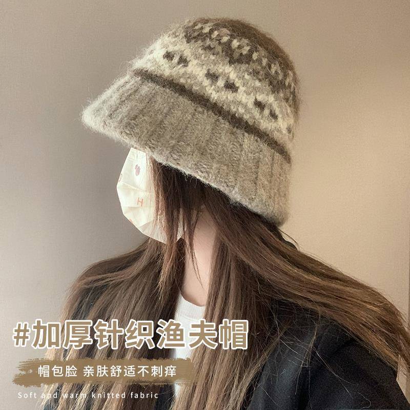 费尔岛子女秋冬季0围25新款保暖防2寒YFM-6328加厚渔夫帽大帽头显