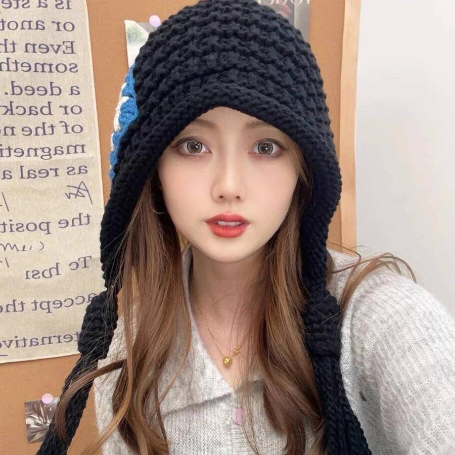 流苏针织毛线帽女冬季手工织保暖秋护耳2帽子234205新款可爱钩包