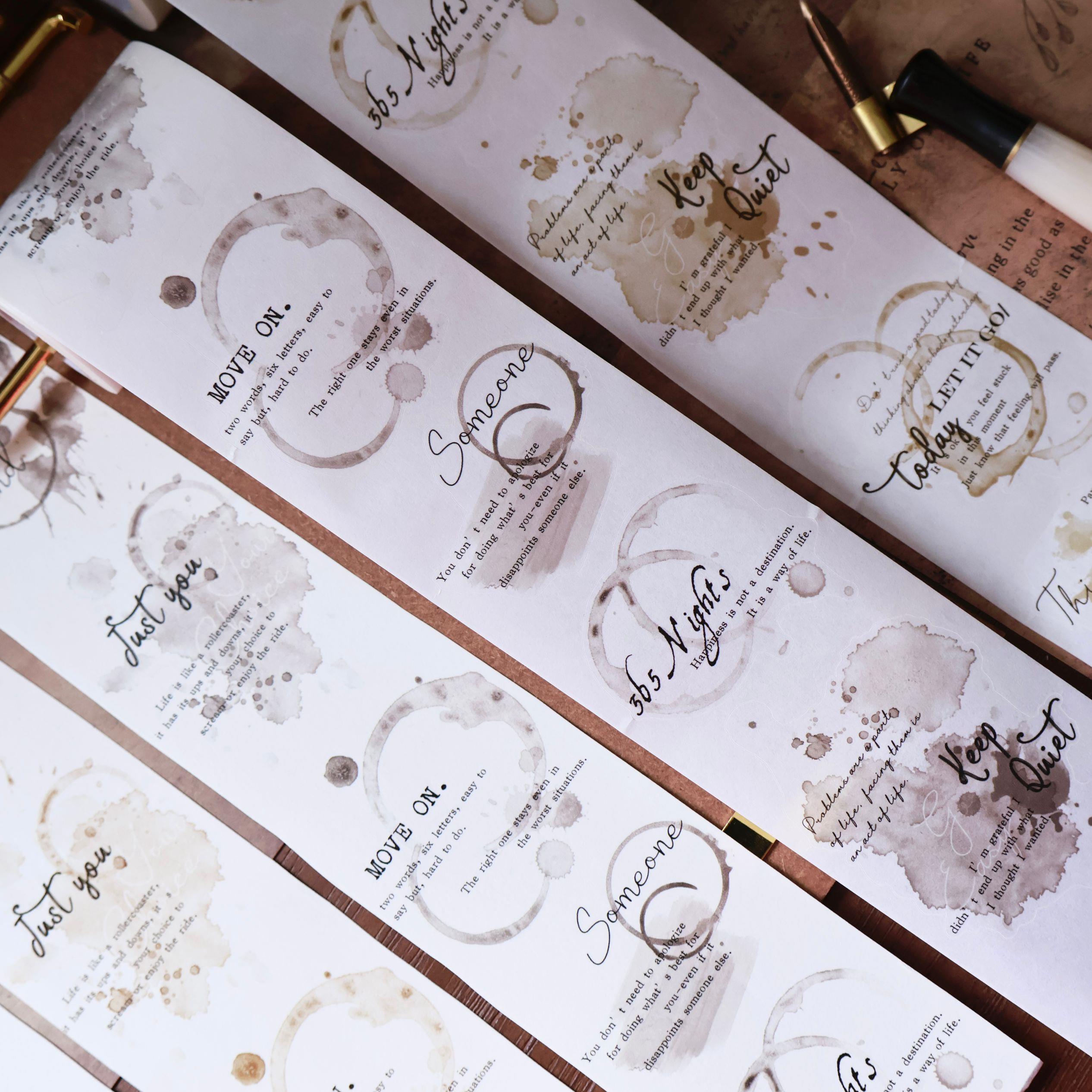 壹洱文创第14期新品切模【咖啡渍 】打底和纸胶带字素手账PET