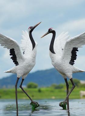 户外彷真仙鹤雕塑丹顶鹤模型园林造景景观水池鱼池庭院鹤摆件装饰
